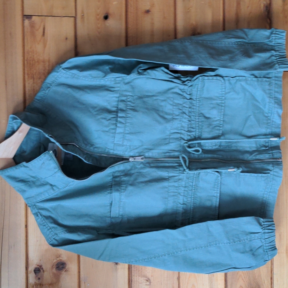 Old Navy Coat Petite Cotton green twill field jacket Large